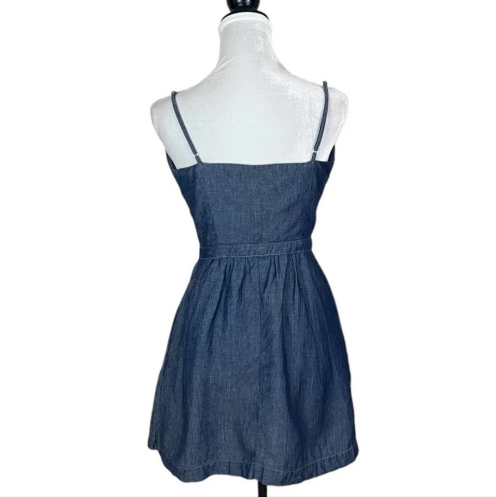 Reformation Miramar Linen Blend Chambray Tie Front Mini Dress Size 4 - Picture 4 of 11